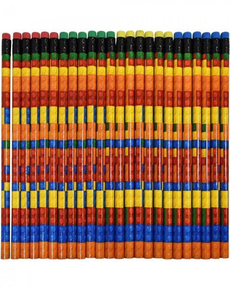 Party Favors 48 Colorful Building Block Brick Pencils Kids Birthday Goody Bag Bulk Filler Party Favor Supplies with Color Era...