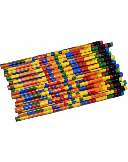 Party Favors 48 Colorful Building Block Brick Pencils Kids Birthday Goody Bag Bulk Filler Party Favor Supplies with Color Era...