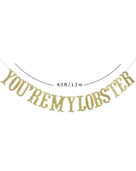 Banners You're My Lobster Gliter Gold Banner- Wedding- Bridal Shower- Engagement Party Decorations (Gold) - CL18KHZXU2E $13.48