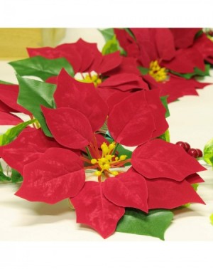 Outdoor String Lights LED Artificial Poinsettia Garland- Lighted Christmas Flower Garland Christmas Tree Decoration for Chris...