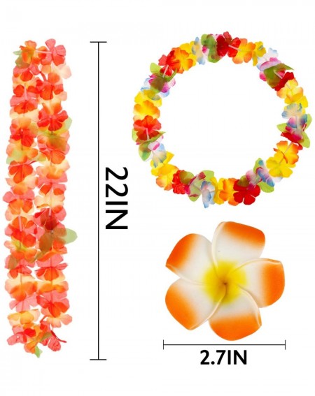 Party Favors Hawaiian Leis- (54 Designs Total) 42 Flowers Necklaces 7 Colour and 12 Hair Clips for Party Supplies- Hawaiian L...