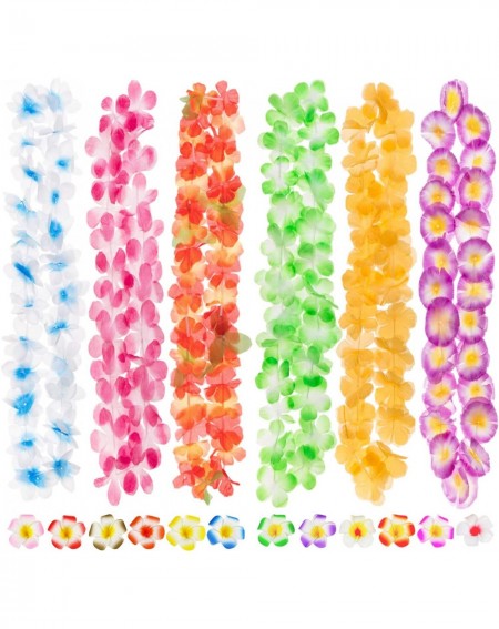 Party Favors Hawaiian Leis- (54 Designs Total) 42 Flowers Necklaces 7 Colour and 12 Hair Clips for Party Supplies- Hawaiian L...