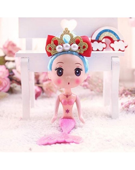 Cake & Cupcake Toppers 4pcs Pink Mermaid Doll Cake Toppers for Ocean Theme Party- Princess Mermaid Doll Figures for Girls Cak...