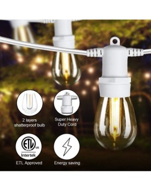 Outdoor String Lights 48ft White Outdoor String Light Kit with 1W Dimmable LED Bulbs for Outdoor Weddings Lights- Commercial ...