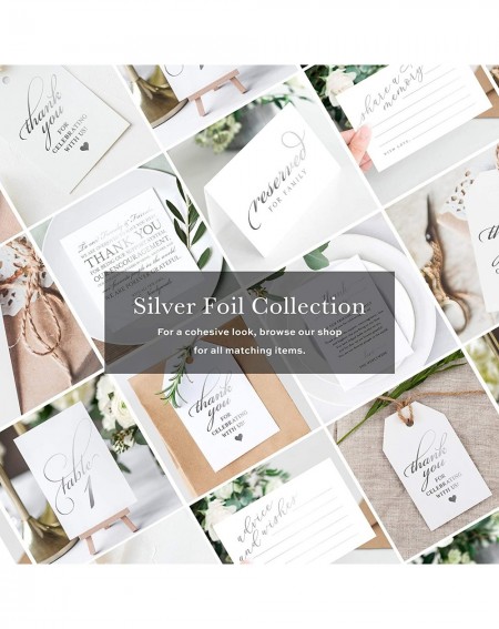 Place Cards & Place Card Holders Wedding Reception Thank You Cards- Pack of 50 Real SILVER Foil Cards- Great Addition to Your...