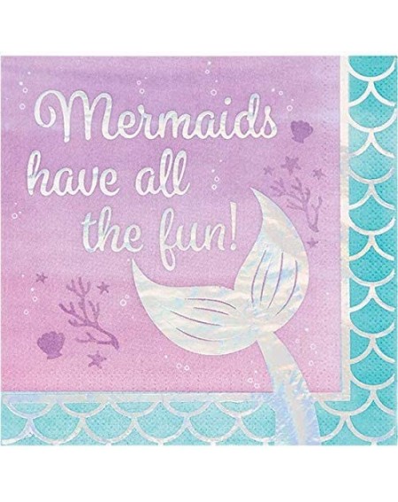 Party Packs Mermaid Party Supplies and Decorations - Iridescent Mermaid Party Plates and Napkins Cups for 16 People - Include...