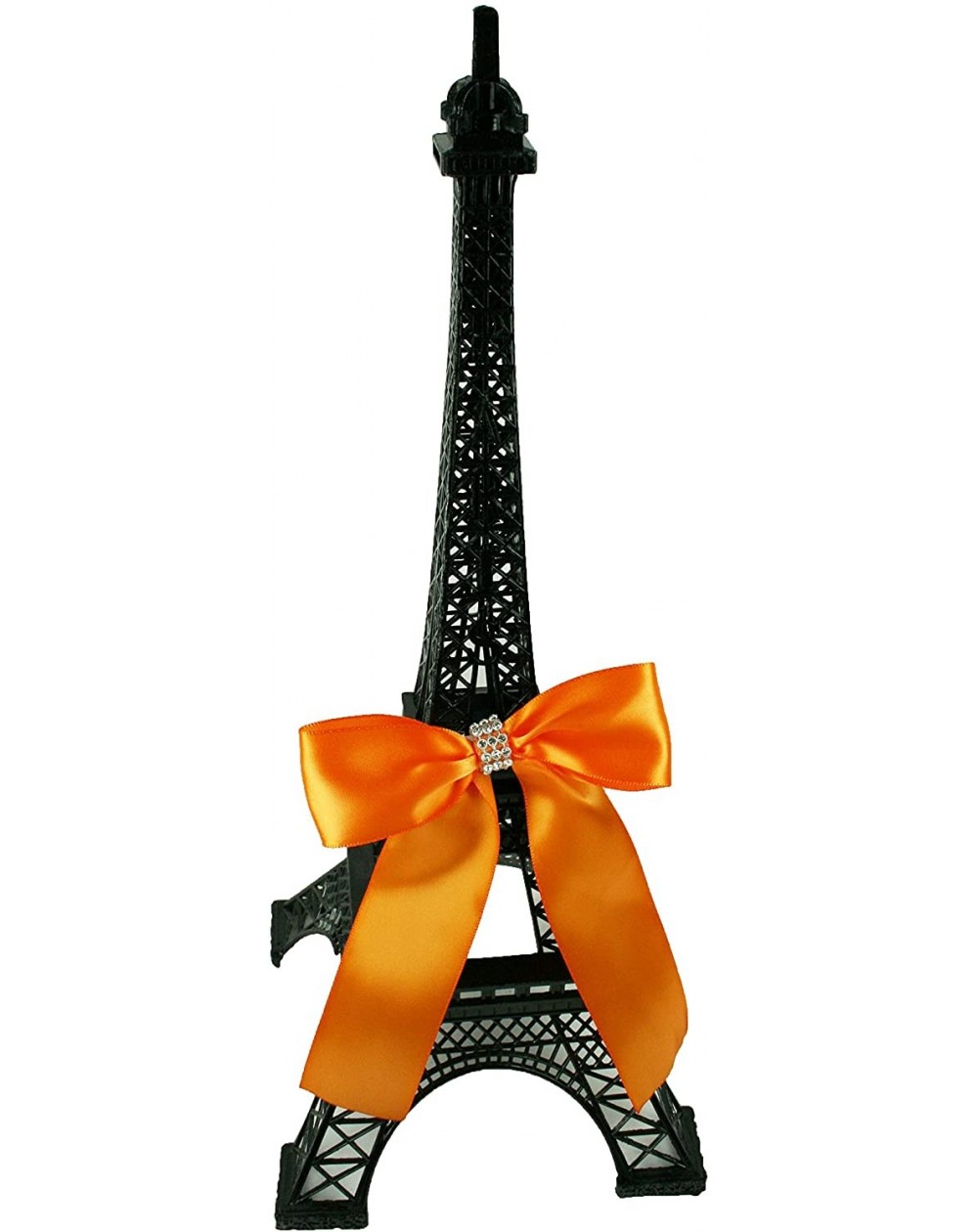 Cake Decorating Supplies 6" Tall Black Metal Eiffel Tower Cake Topper with Satin Bow Designed with Rhinestones Choose Bow Col...