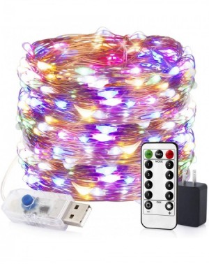 Outdoor String Lights Color Changing Fairy Lights USB Plug in with Remote Dimmable- 33ft 100 LEDs Multi-Colored Firefly Twink...