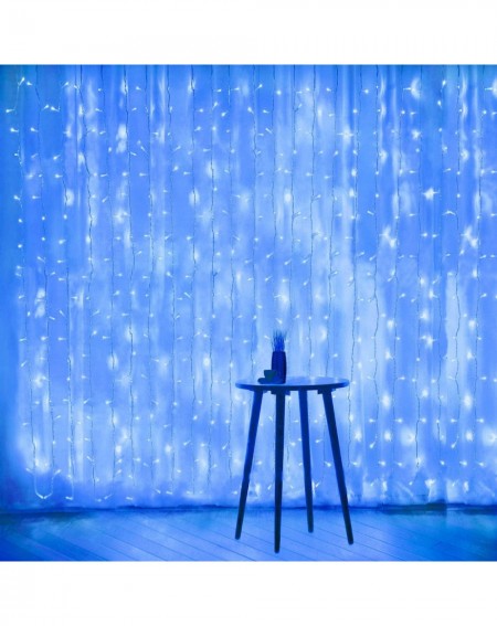 Outdoor String Lights Blue Curtain Lights- 8 Modes Fairy String Lights- Window and Wall Decorations for Garden- Room - CF194U...