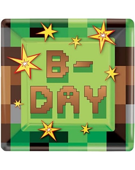 Party Packs Gaming Gamer Pixel Happy Birthday Party Supplies Bundle Pack for 16 Guests (Plus 16 Pixel Stickers and Party Plan...