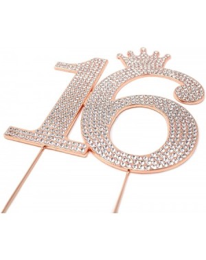 Cake & Cupcake Toppers Number 16 Rhinestone Princess Crown Monogram Cake Topper - Sweet 16th Birthday Party (Rose Gold) - Ros...