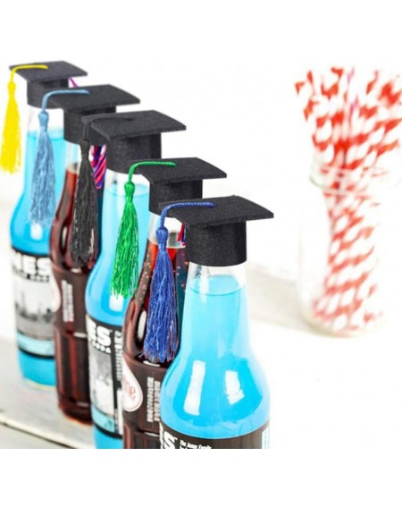 Favors 6pcs Mini Graduation Caps with Tassel Doctoral Hat Shaped Wine Bottle Covers Grad Cap Decoration Ornaments for Graduat...