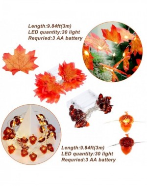 Indoor String Lights 2 Pieces 60 LED Fall Leaf Garland Maple Leaves String Lights Christmas Acorn Design Lights String for Th...