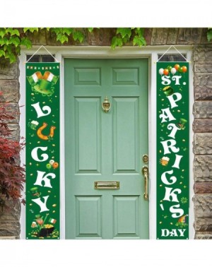 Banners & Garlands St.Patrick Porch Sign Lucky St Patrick's Day Hanging Banner Shamrock Indoor Outdoor Decorations St Patrick...