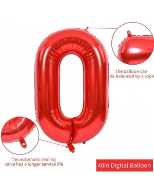 Balloons 40 Inch Red Large Numbers Balloons 0-9- Number 0 Digit 0 Helium Balloons- Foil Mylar Big Number Balloons for Birthda...