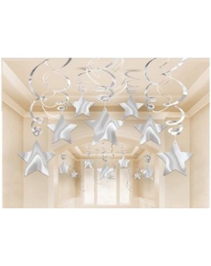 Banners & Garlands Hanging Swirl Decorations Silver Stars Decorations Pack of 30-Plastic Swirl Party Decorations For Ceiling ...