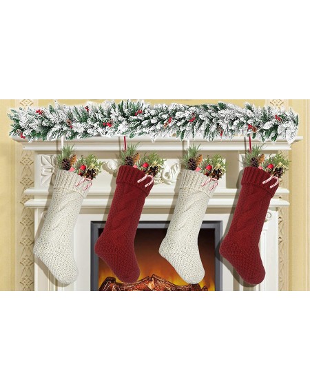 Stockings & Holders Christmas Stockings- Knit Christmas Stockings- Unique Burgundy and Ivory White Knit Christmas Stockings 1...