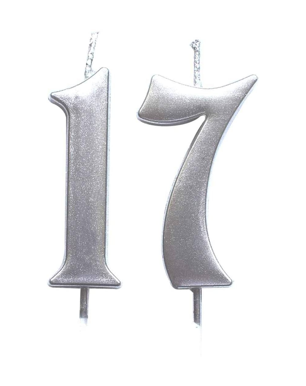 Cake Decorating Supplies Silver 17th Birthday Numeral Candle- Number 17 Cake Topper Candles Party Decoration for Girl Or Boy ...