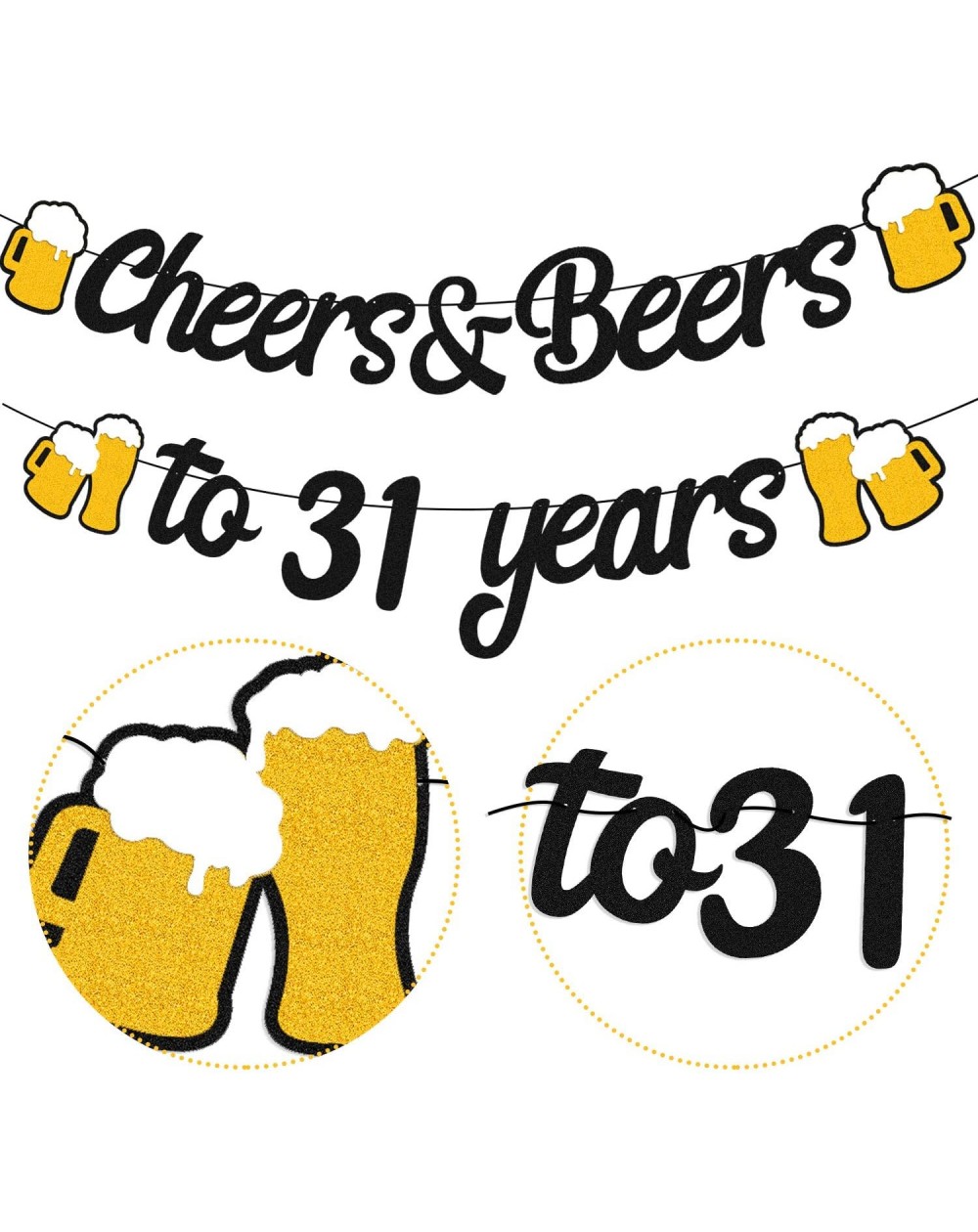 Banners & Garlands 31th Birthday Decorations Cheers to 31 Years Banner for Men Women 31s Birthday Backdrop Wedding Anniversar...