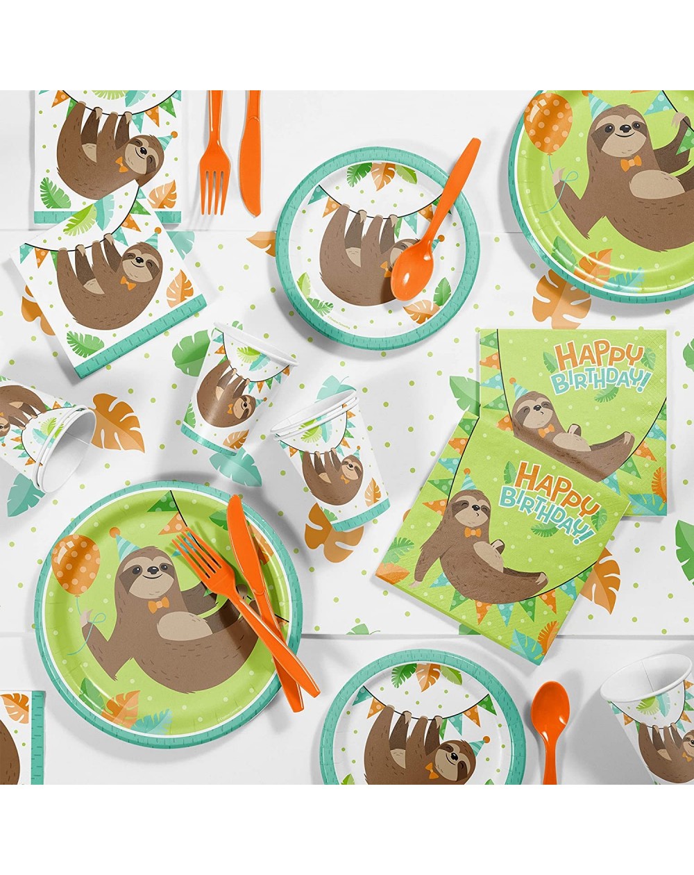 Party Packs Sloth Birthday Party Supplies Kit- Serves 8 - CD18WQDK0O5 $24.92