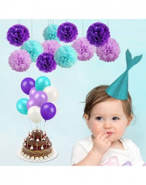 Party Packs 76Pcs Mermaid Birthday Party Decoration Supplies Happy Birthday Balloons Pom Poms- Cake Toppers for Girls Childre...