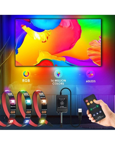 Rope Lights USB DreamColor Strip Lights 5V Powered TV Backlight Strip Kit with Music LED Controller-6.56FT/2M RGB Addressable...