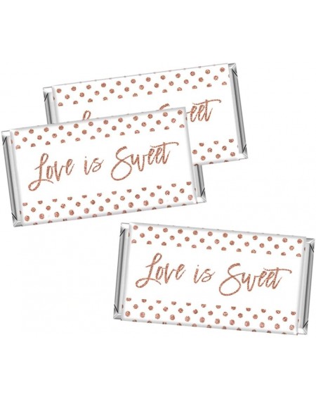 Favors Rose Gold Faux Glitter Wedding Party Collection- Hershey Bar Labels- Love is Sweet- 10-Pack- Champagne Colored Decor D...