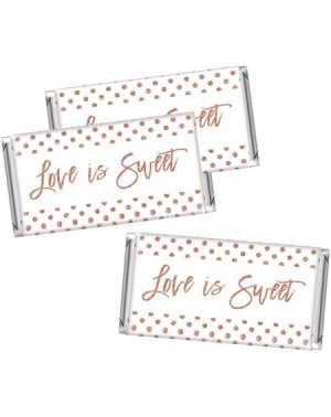 Favors Rose Gold Faux Glitter Wedding Party Collection- Hershey Bar Labels- Love is Sweet- 10-Pack- Champagne Colored Decor D...