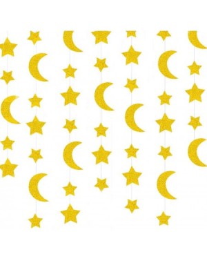 Favors Star Moon Party Decorations Birthday Baby Shower Christmas Hanging Paper Garland (Golden Moon & Star -20 Feet) - Glitt...