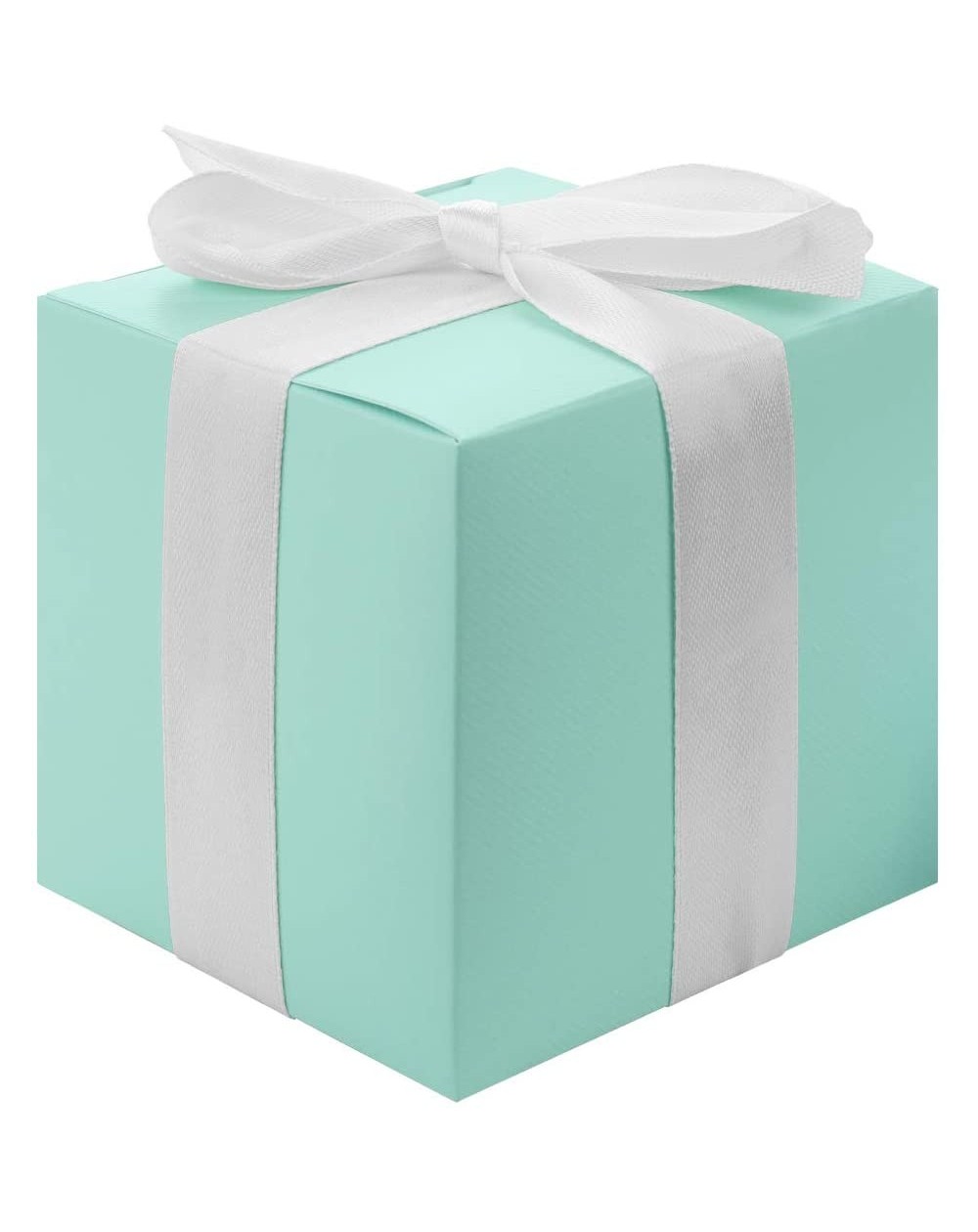 Favors Gift Favor Tuck Boxes- Diamond Blue- 3 x 3 x 3 Cube Favor Box with Satin Ribbon Bulk 50-Pack- Party Favor Gift Box for...