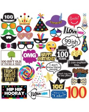 Photobooth Props 100th Birthday Photo Booth Party Props - 40 Pieces - Funny 100th Birthday Party Supplies- Decorations and Fa...