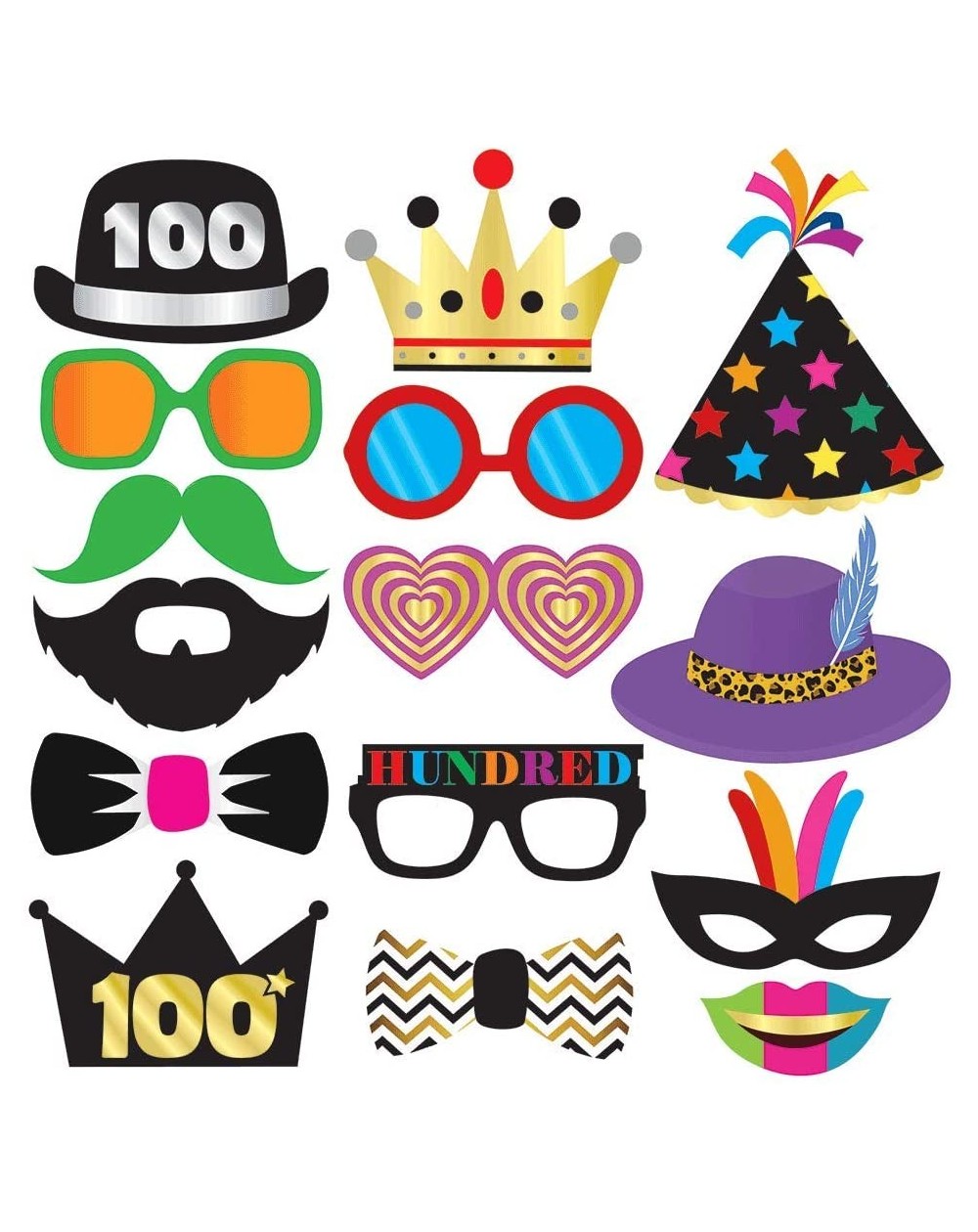 100th Birthday Photo Booth Party Props - 40 Pieces - Funny 100th ...