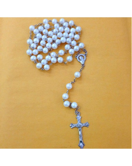 Favors 12 X Wholesale Bulk Rosary Long Faux Pearl Rosary Chain for Baptism - Wedding - Religious Favor and Your Choice of Gif...