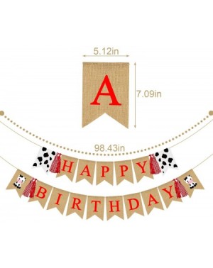 Banners & Garlands Jute Burlap Farm Themed Boy Girl Happy Birthday Banner with Cow Birthday Party Decoration - CT19CZD3R9U $1...