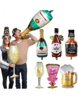 Balloons 40"Giant Champagne Wine Glass Bottle Mylar Balloons Champagne and Whiskey Bottles 6 Pack Huge Fun Foil Latex-free Ba...