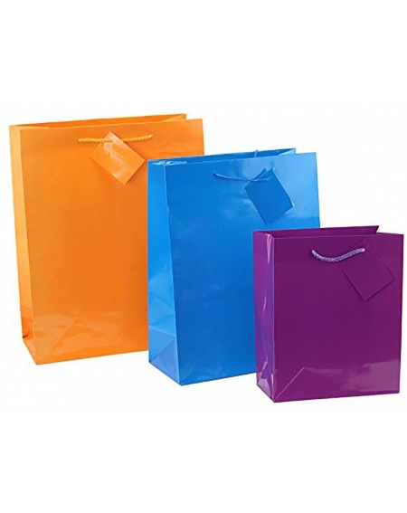 Favors 24 Assorted (9" x 7.5" x 3.5") Bright Neon Colored Paper Gift Bags Birthday Wedding All Occasion - CM182L87HHK $20.66