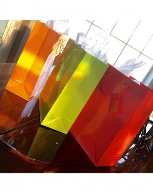 Favors 24 Assorted (9" x 7.5" x 3.5") Bright Neon Colored Paper Gift Bags Birthday Wedding All Occasion - CM182L87HHK $20.66