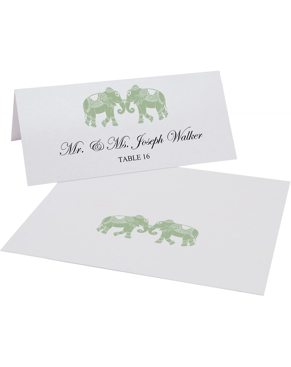 Place Cards & Place Card Holders Indian Elephants Place Cards- Sage- Set of 30- Pre-Cut and Scored - Perfect for Wedding- Par...