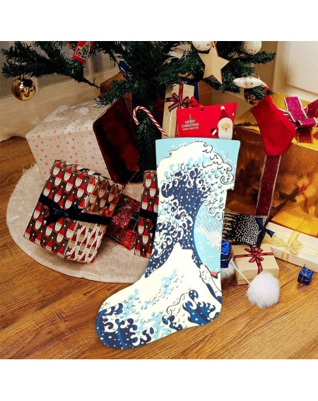 Stockings & Holders Stormy Ocean Waves Retro Christmas Stocking for Family Xmas Party Decoration Gift 17.52 x 7.87 Inch - Mul...