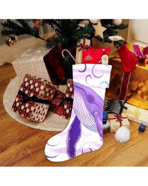 Stockings & Holders Watercolor Purple Whale Christmas Stocking for Family Xmas Party Decoration Gift 17.52 x 7.87 Inch - Mult...