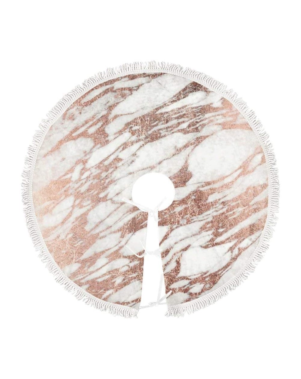 Tree Skirts Chic Elegant White and Rose Gold Marble Pattern Christmas Tree Skirt with Tassel-36 in Trees Skirts Matfor Tree X...