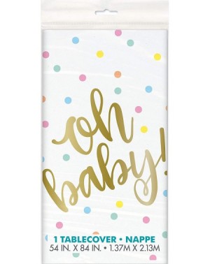 Party Packs Baby Shower Deluxe Party Pack Serves 16 Plates Cups Napkins & Tablecloth (Oh Baby Gold) - Oh Baby Gold - C418R9X2...