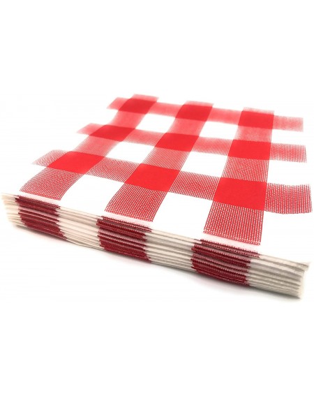 Party Packs Serves 30 - Complete Party Pack - Red Gingham Red & White Checkered - 9" Dinner Paper Plates - 7" Dessert Paper P...