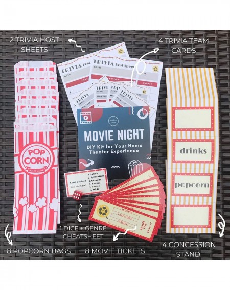 Party Packs Deluxe Movie Night Décor DIY Kit - Concession Stand Decorations- Movie Tickets- Popcorn Bags- Trivia Cards and Mo...