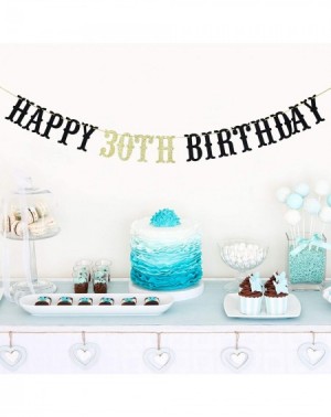 Banners & Garlands Happy 30th Birthday Banner- for 30th Birthday Party Decoration- 30th Birthday Party Photo Props （Black） - ...