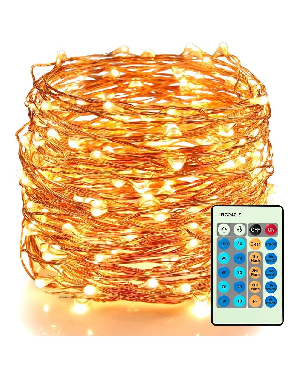 Outdoor String Lights LED Decorative Fairy String Lights 66ft 200 LEDs Dimmable Outdoor/Indoor Starry String Lights- Warm Whi...