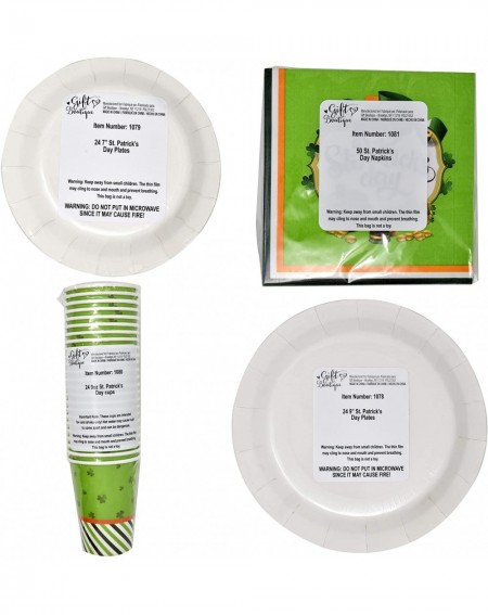 Party Packs St Patricks Day Plates and Napkins Cups for 24 Guests 24 9 Inch Shamrock Paper Plate 24 7 Inch Plates 24 9 oz Cup...