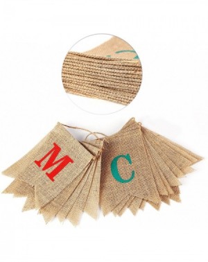 Banners & Garlands 2 in 1 Merry Christmas Banner Burlap Christmas Party Bunting Banner Garland for Fireplace Picture Outdoor ...