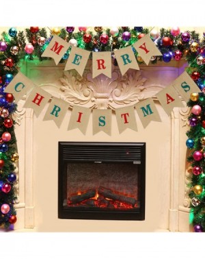 Banners & Garlands 2 in 1 Merry Christmas Banner Burlap Christmas Party Bunting Banner Garland for Fireplace Picture Outdoor ...