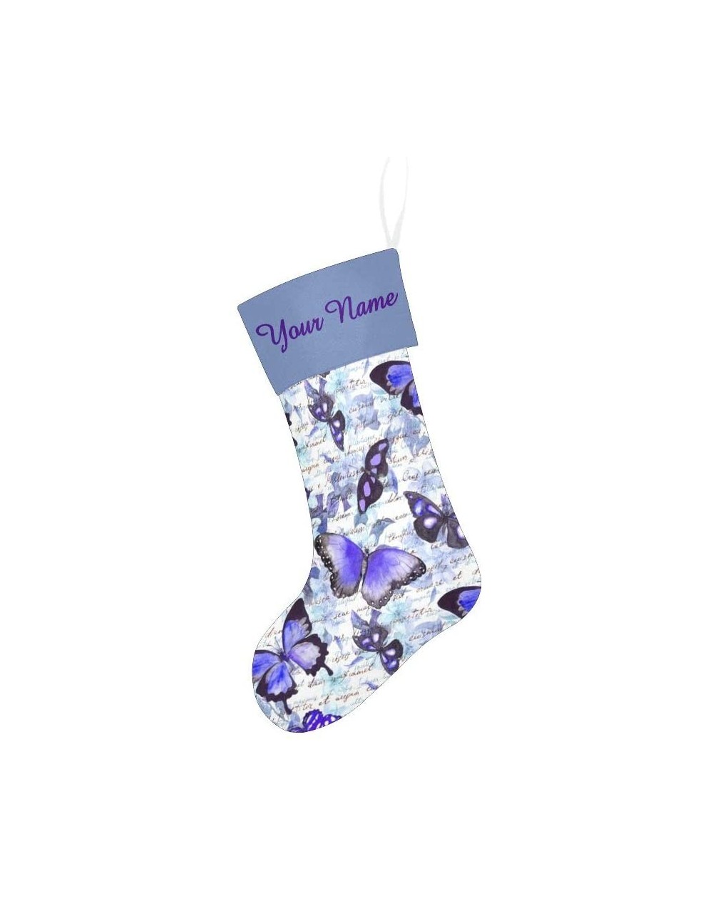 Stockings & Holders Christmas Stocking Custom Personalized Name Text Retro Purple Butterfly for Family Xmas Party Decor Gift ...